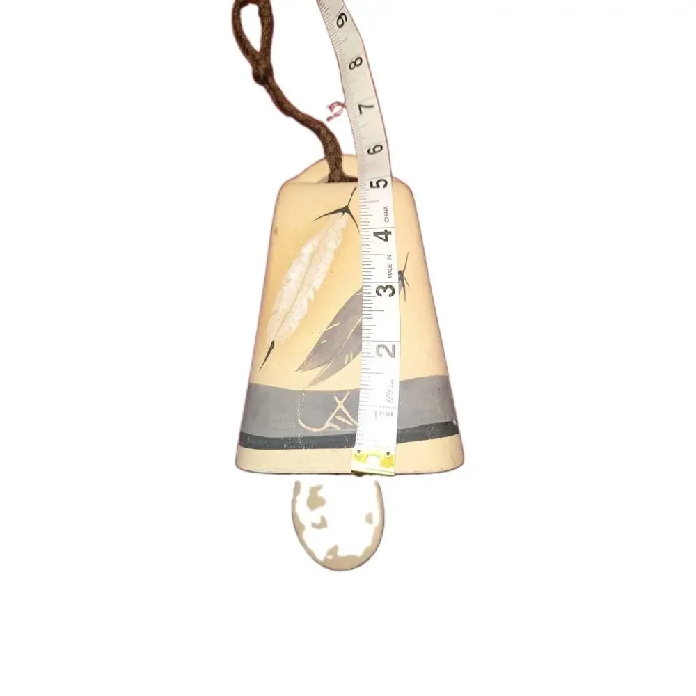 Navajo Grey Feather Pottery Bell w Matching Planter or Bird Feeder 2 Piece Set
